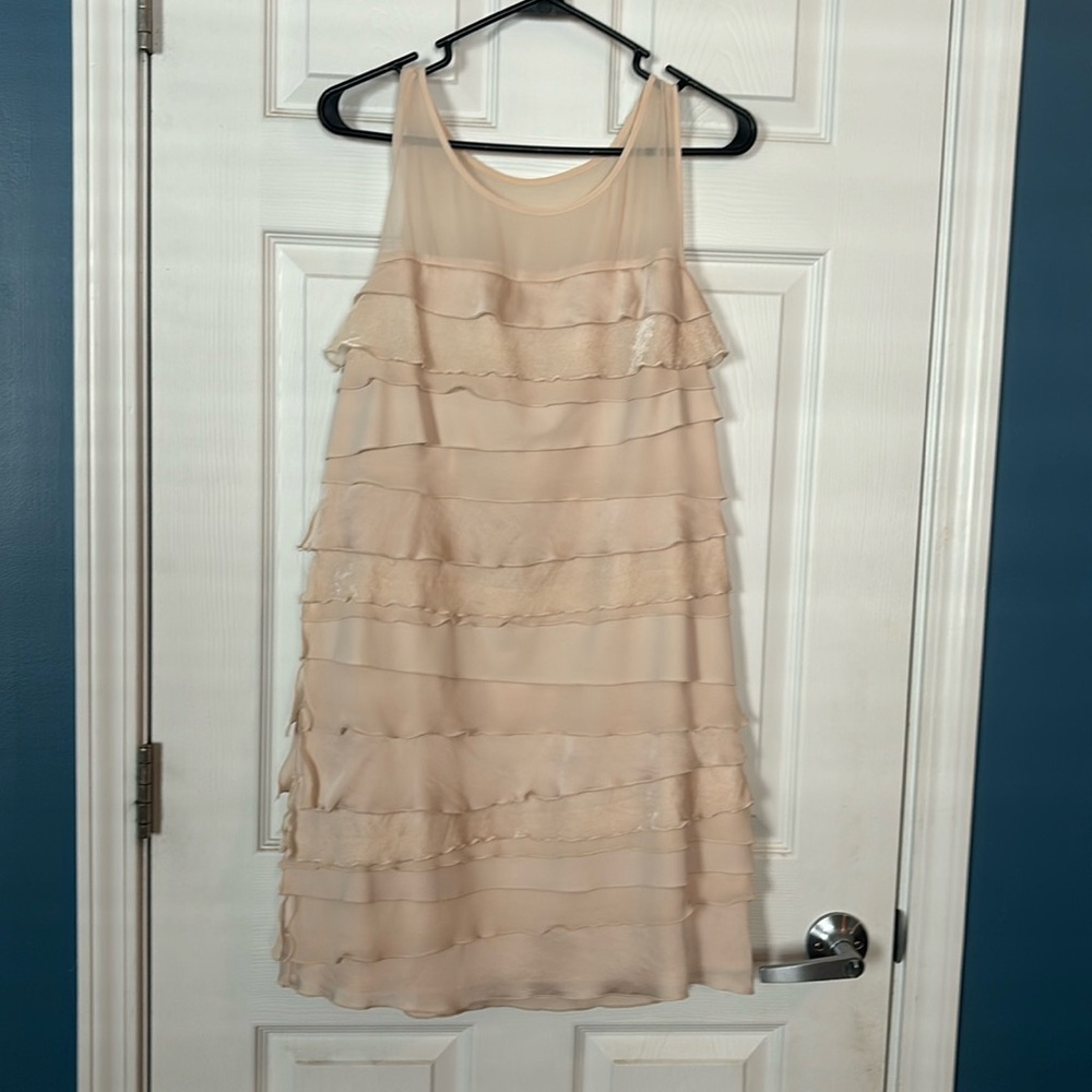 Size 8 Ballet Pink Ann Taylor Loft  chiffon ruffle dress